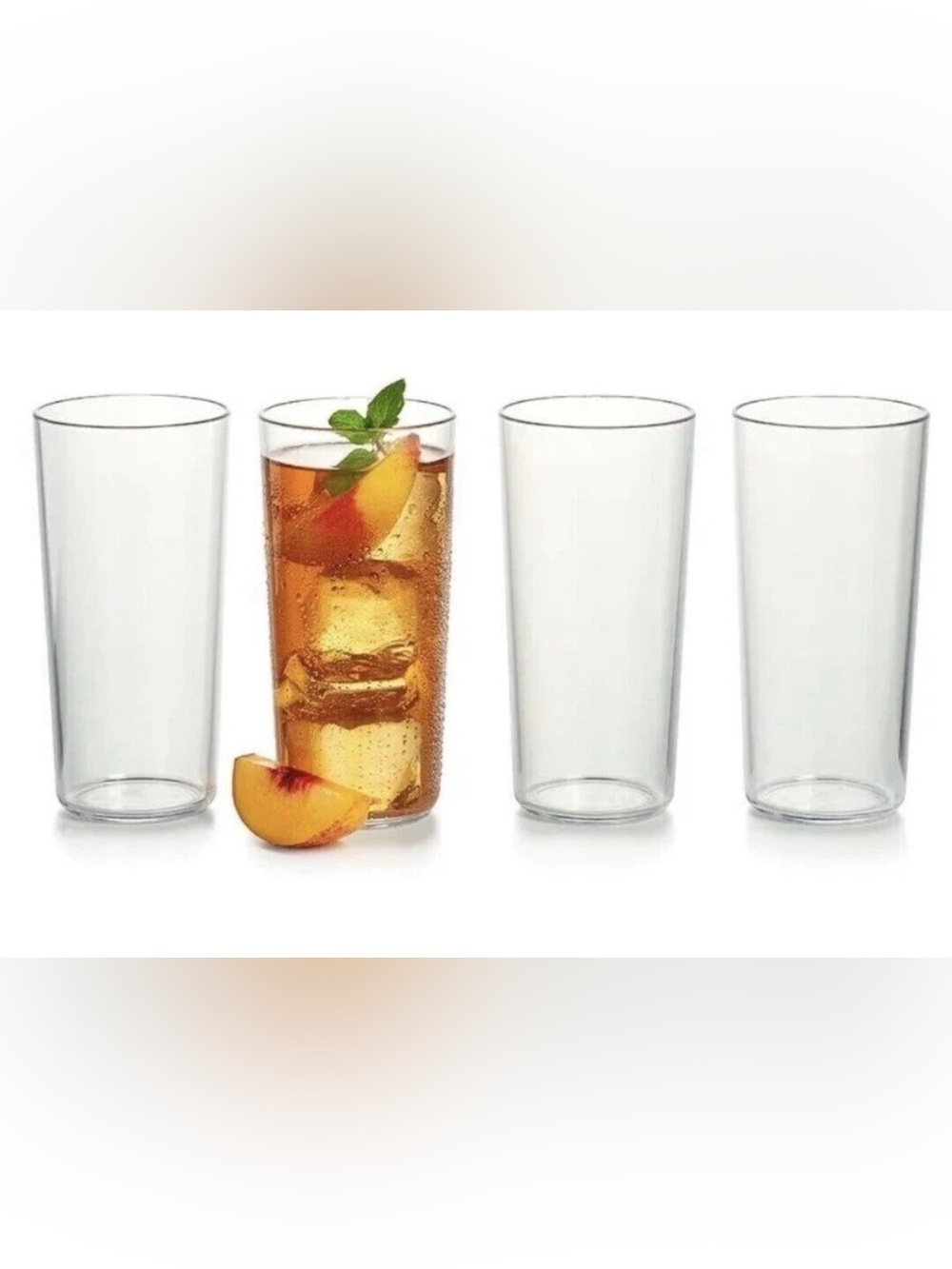 4 New TUPPERWARE Clearly Elegant Tumbler Set SHEER PBA FREE ACRYLIC Plastic 16OZ